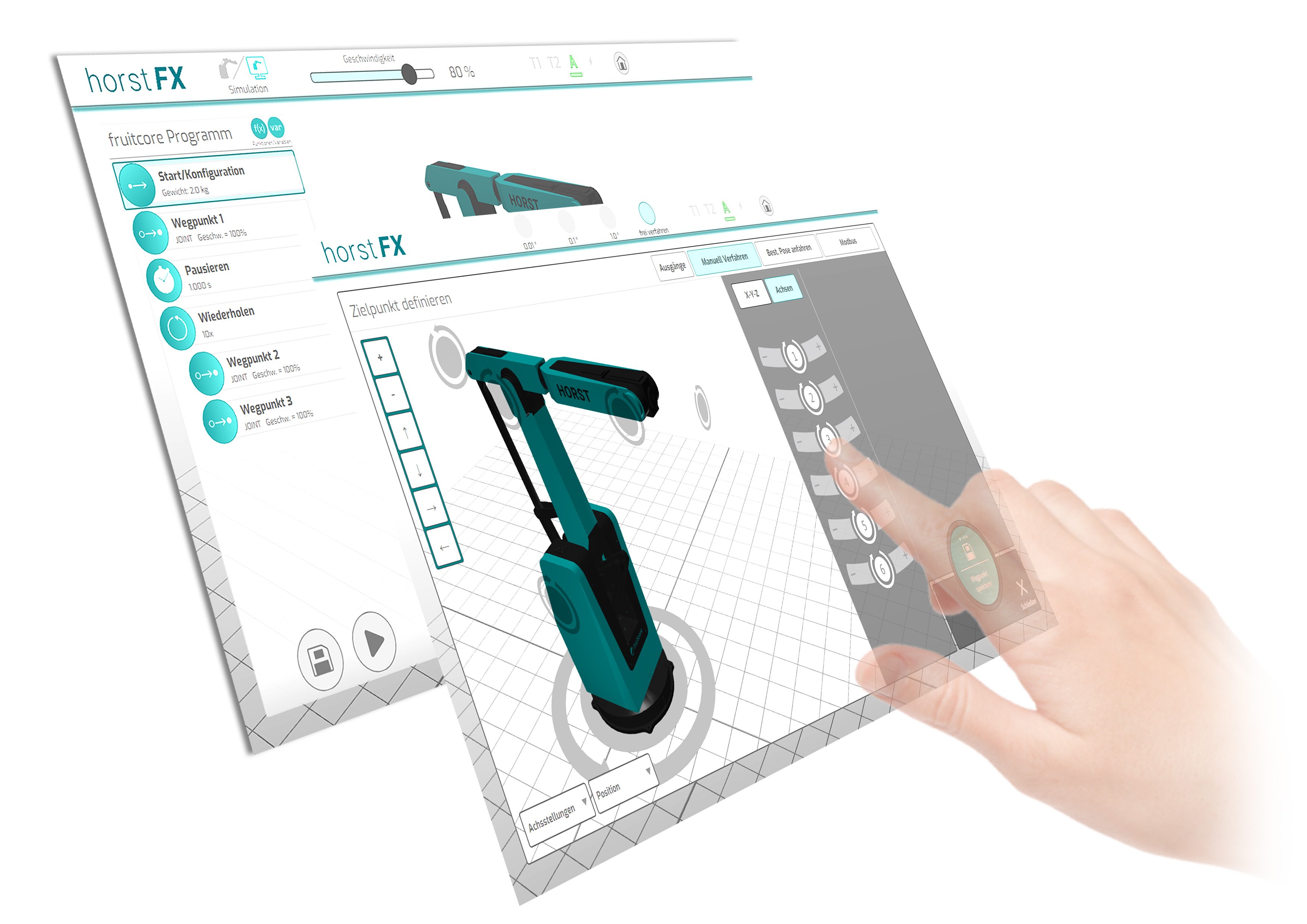 Die Benutzeroberfläche der Roboter-Software horstFX Die Benutzeroberfläche der Roboter-Software horstFX